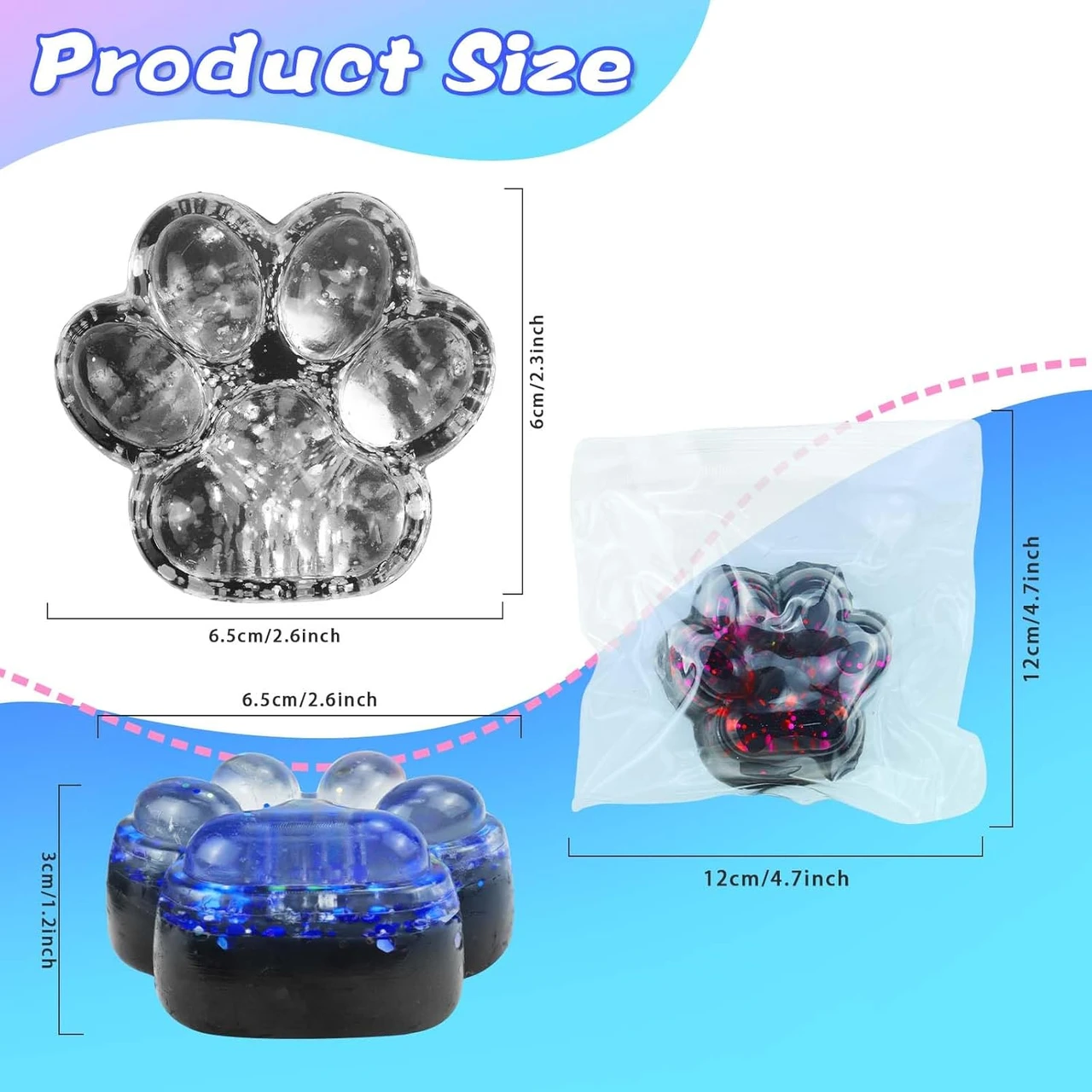 5 Packs Shiny Cat Paw Squishies Fidget Toys Adults, Sticky Cute Squeeze Sensory Toys for Autism and Stress Relief