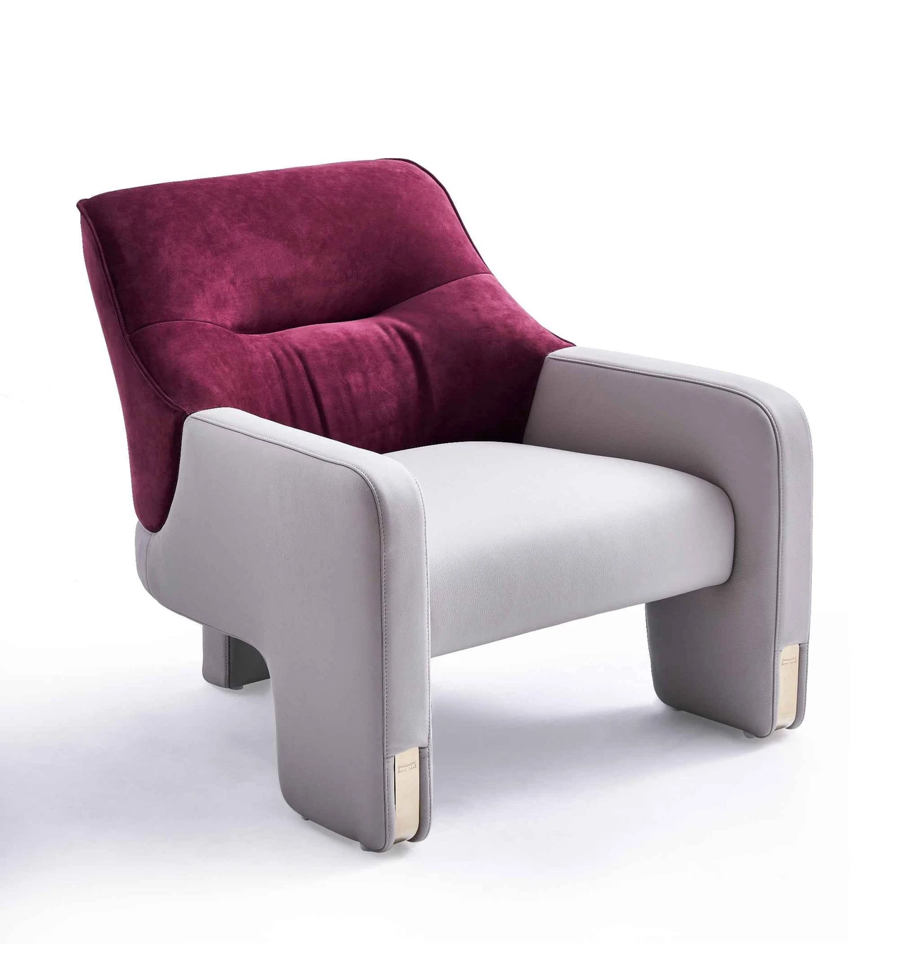 Velvet Upholstered Accent Armchair with Metal Details