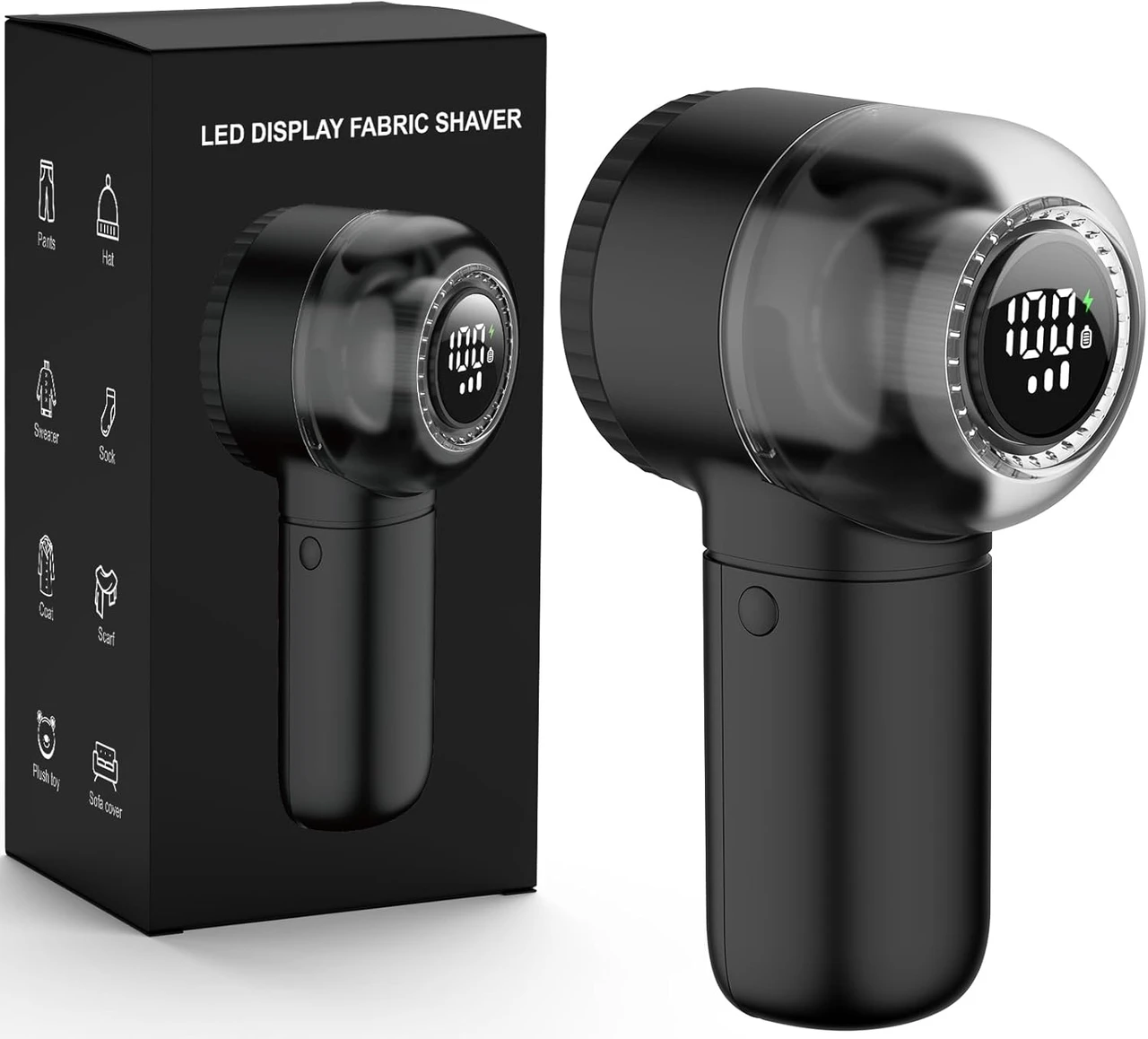 Todoxi Fabric Shaver Electric Lint Remover Rechargeable Sweater Shaver Dual Protection Removable Bin Easy Remove Fuzz Lint Pills Bobbles (Black)