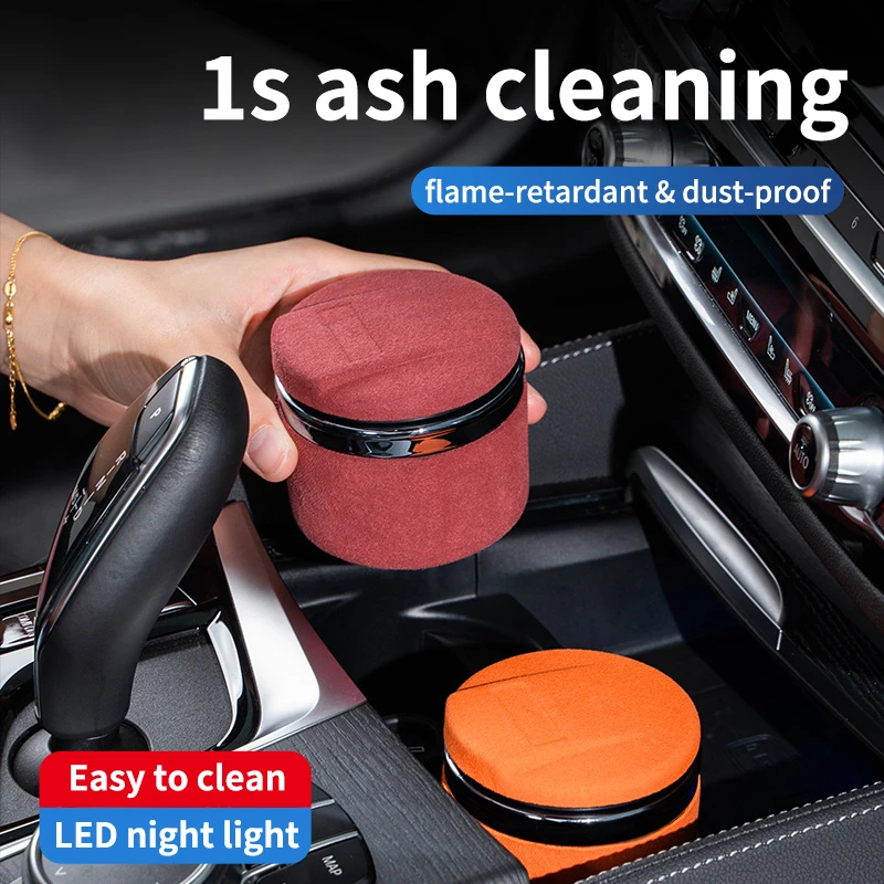 【Desert Rose】Car Ashtray with Lid – Dustproof Storage Box for Cigarette Ash, Coins & Small Items | Alcantara Style