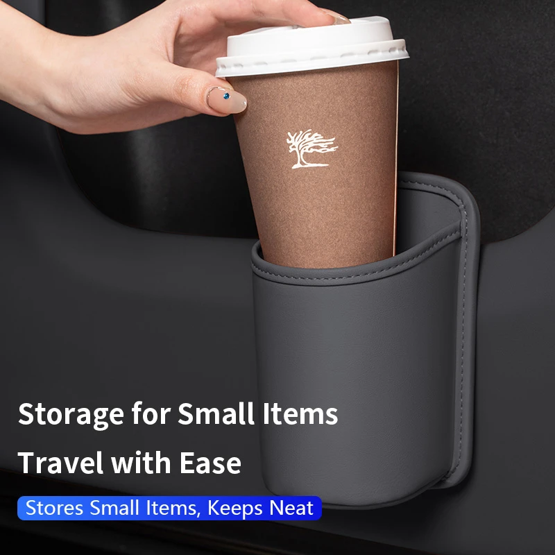 【Chestnut Leather—Back Clip Style】Car Cup & Storage Organiser (Hook/Clip Type) – Universal Fit for Corolla, Yaris, Accent & More | Drink, Phone & Key Holder