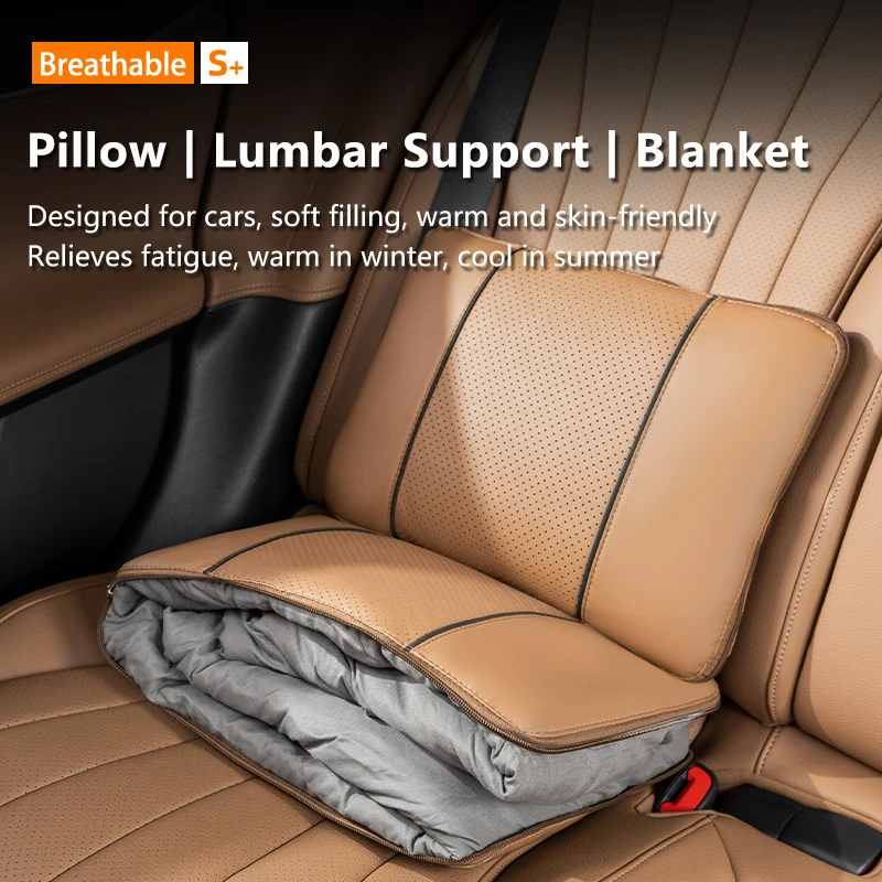 Car Lumbar Support, Lumbar Pillow & Blanket Combo – Universal Fit for Toyota Corolla, Yaris, Accent & More | Soft, Comfortable Travel Set