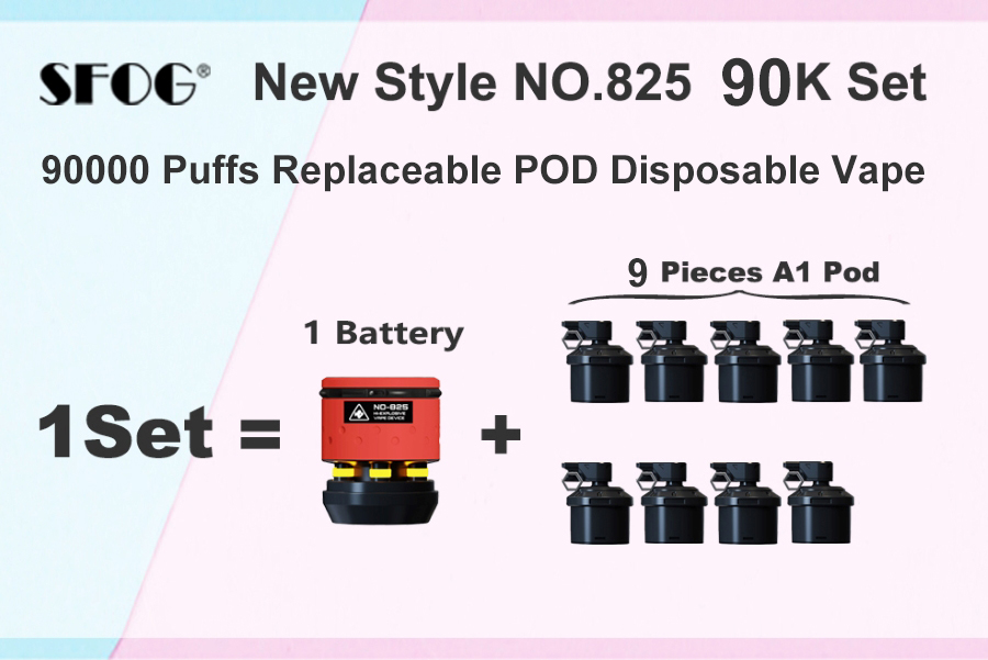 90000 Puffs Disposable Vape SFOG NO-825 E-cigarette kit Replaceable POD Puff 90K Vaper Device