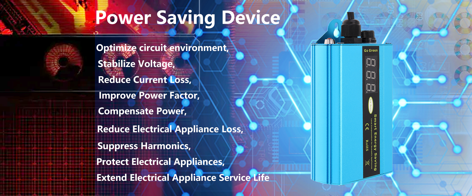 Energy Saving Device Home Smart Power Saver Box Stabilize Voltage Optimize Circuit With LED Display
