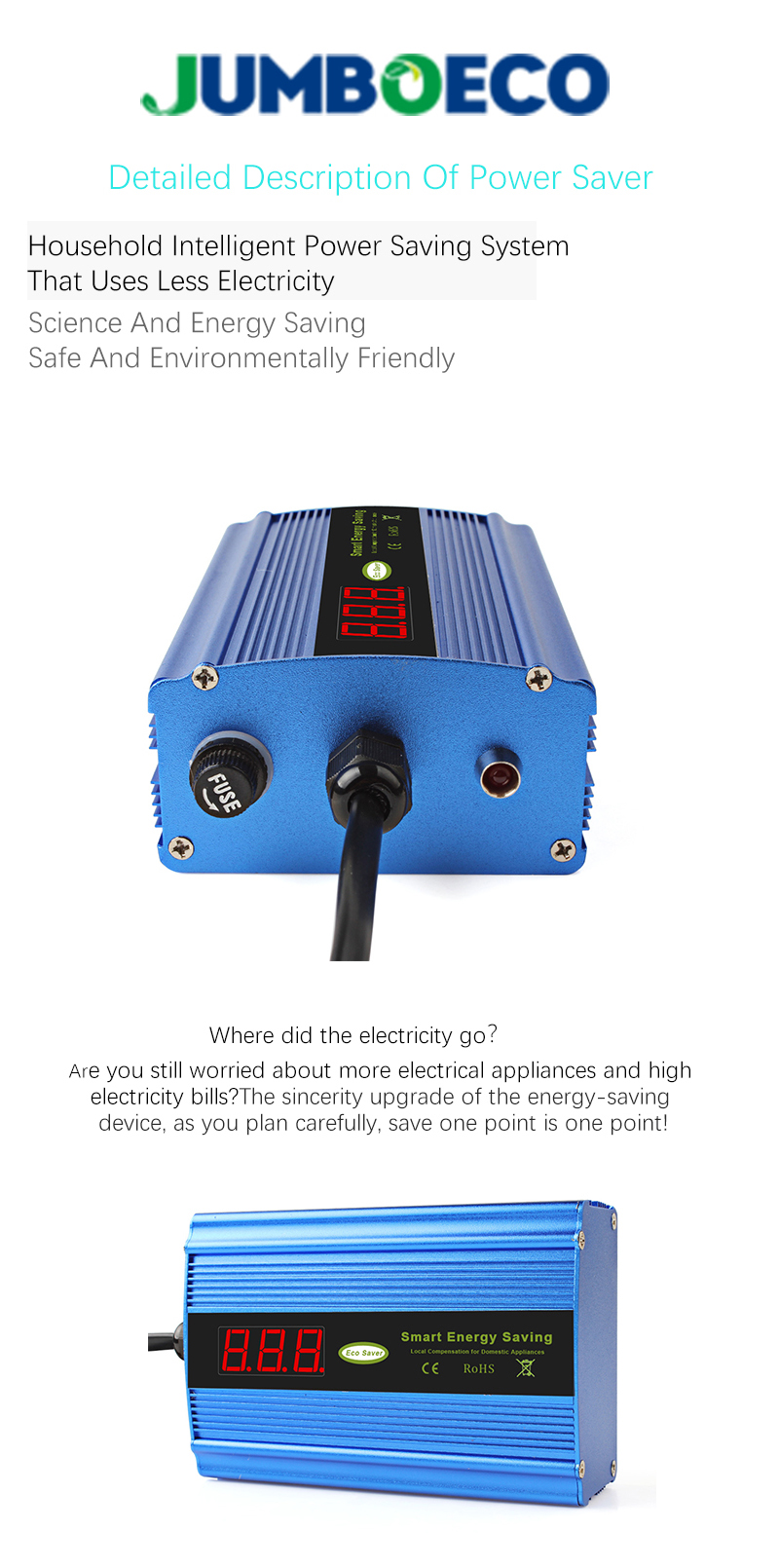 Energy Saving Device Home Smart Power Saver Box Stabilize Voltage Optimize Circuit With LED Display