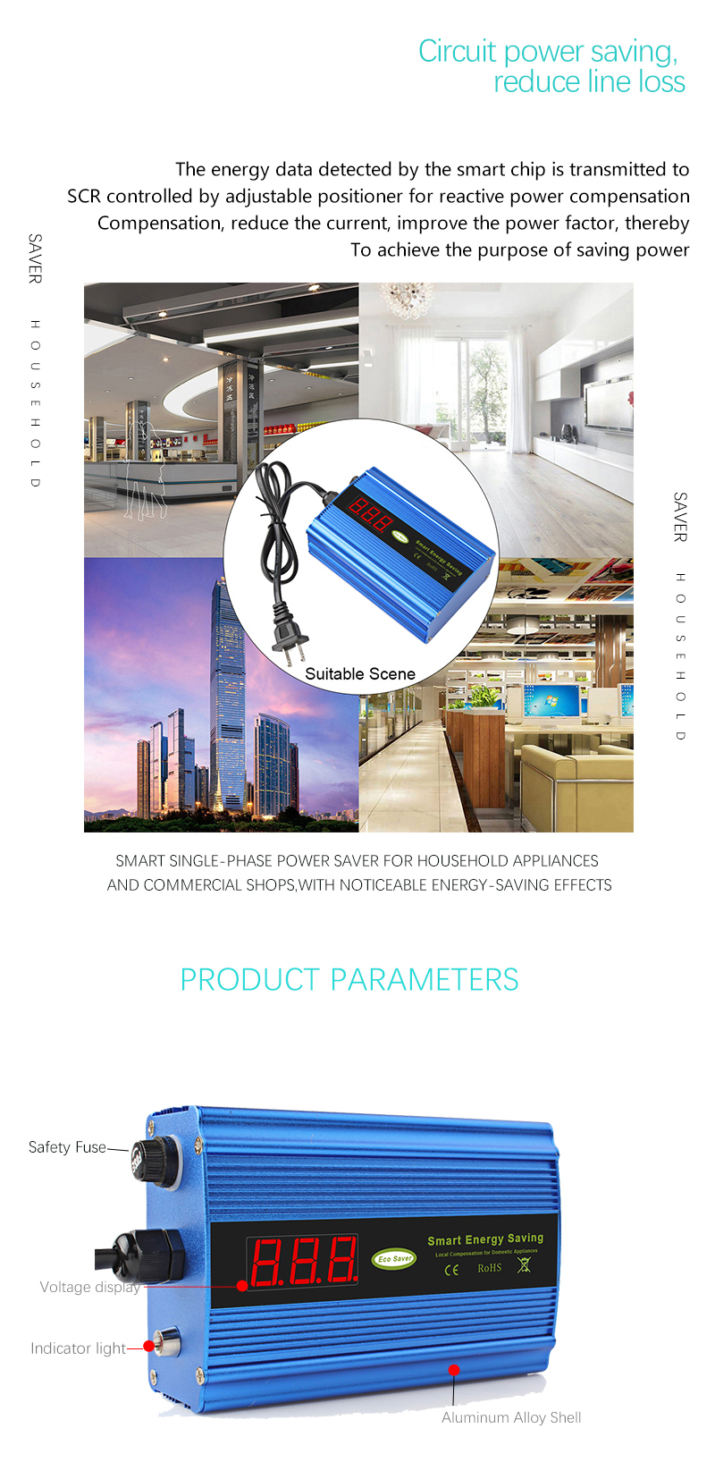 Energy Saving Device Home Smart Power Saver Box Stabilize Voltage Optimize Circuit With LED Display