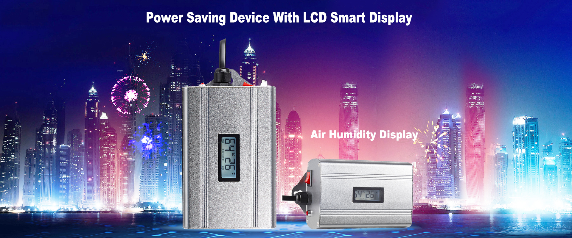 Home Energy Saving Device Smart Power Saver Box Optimize Circuit With LCD Display Temp Humidity