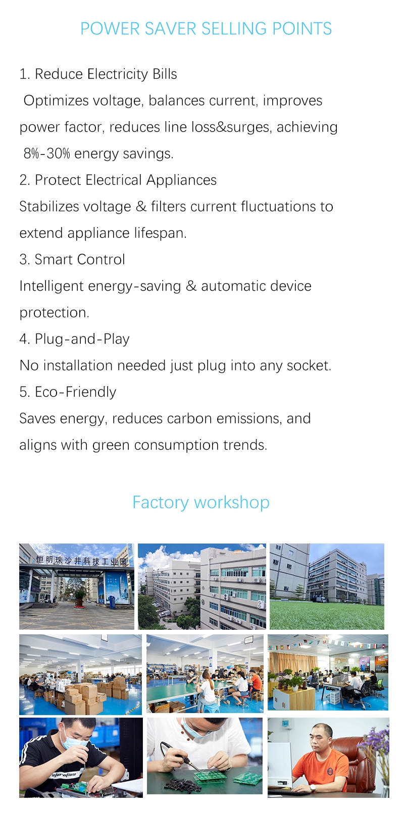 Home Energy Saving Device Smart Power Saver Box Optimize Circuit With LCD Display Temp Humidity