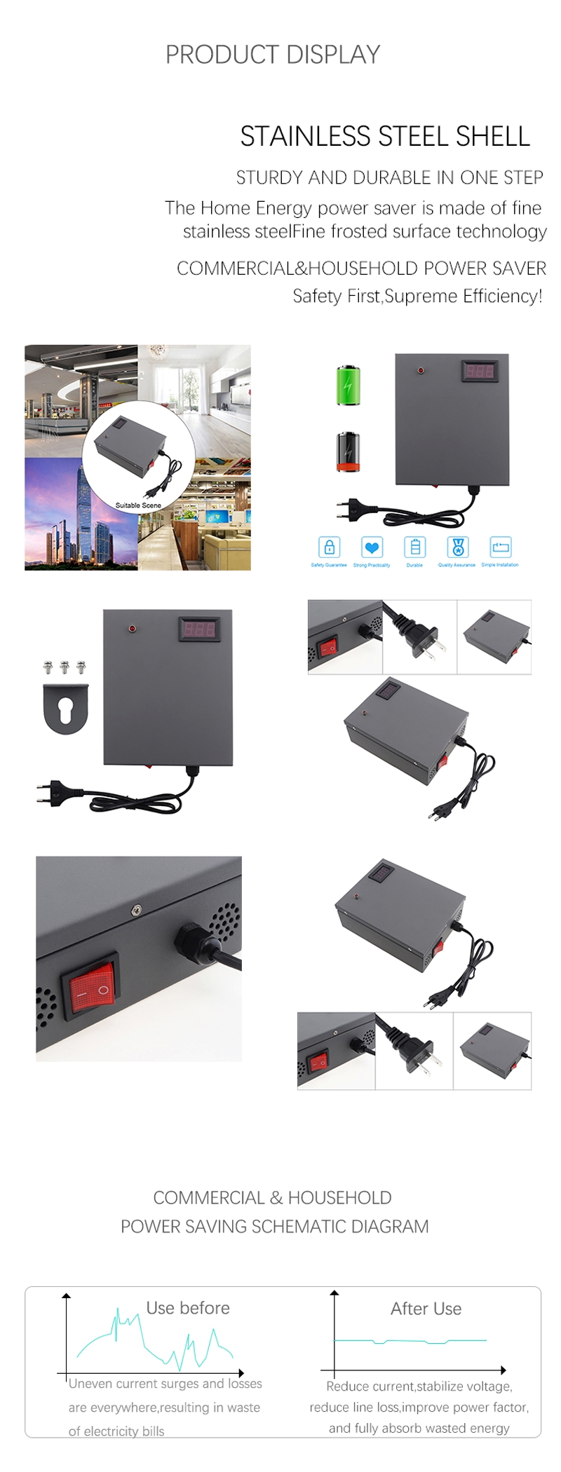 Home Business Power Saver Device Advanced Algorithms And Smart Power Factor Energy-saving Box