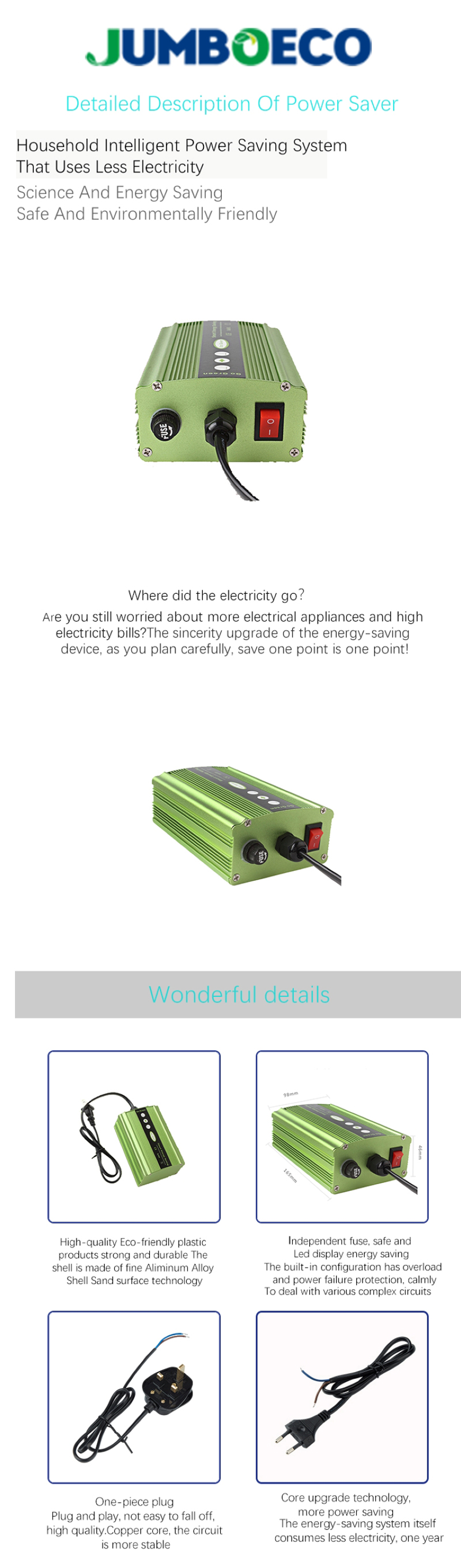 Power Saver Device Smart Energy Saving Box Optimize Circuit Reduce Current Loss Save Electricity