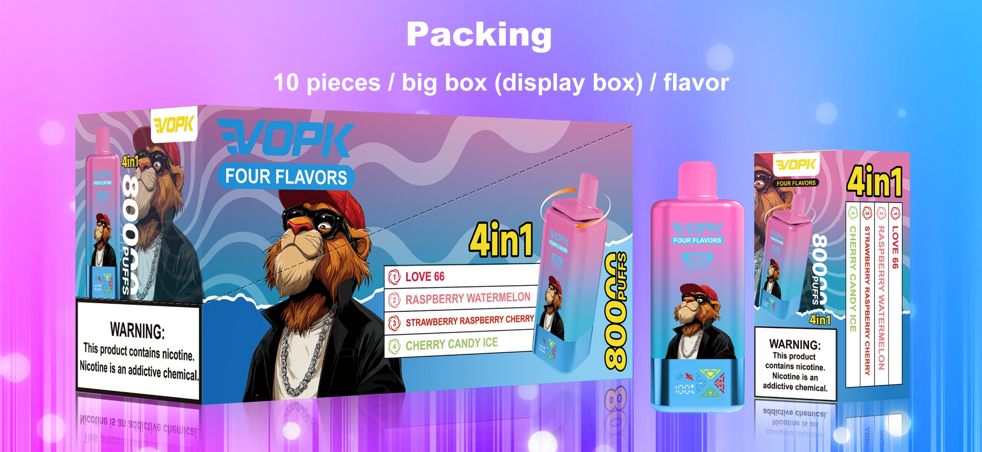VOPK Four Flavors 80k 80000 Puff Disposable Vape 4-in-1 E Cgarettes With Smart display Vaper Pen