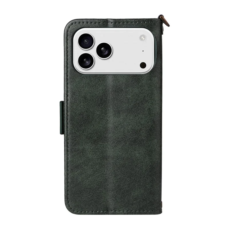 For iPhone 17 Pro Max Leather Case Magnetic Clasp Wallet Stand Phone Cover with Crossbody Strap - Green-Cellmalls
