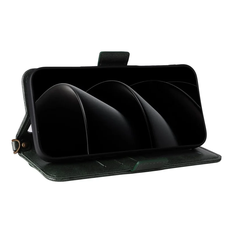 For iPhone 17 Pro Max Leather Case Magnetic Clasp Wallet Stand Phone Cover with Crossbody Strap - Green-Cellmalls