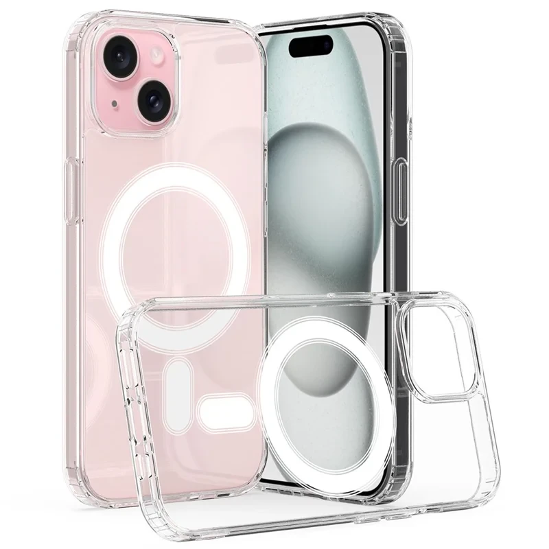 Clear Phone Case for iPhone 15 , Magnetic Ring Acrylic+TPU Phone Shell Cover Compatible with MagSafe-Cellmalls