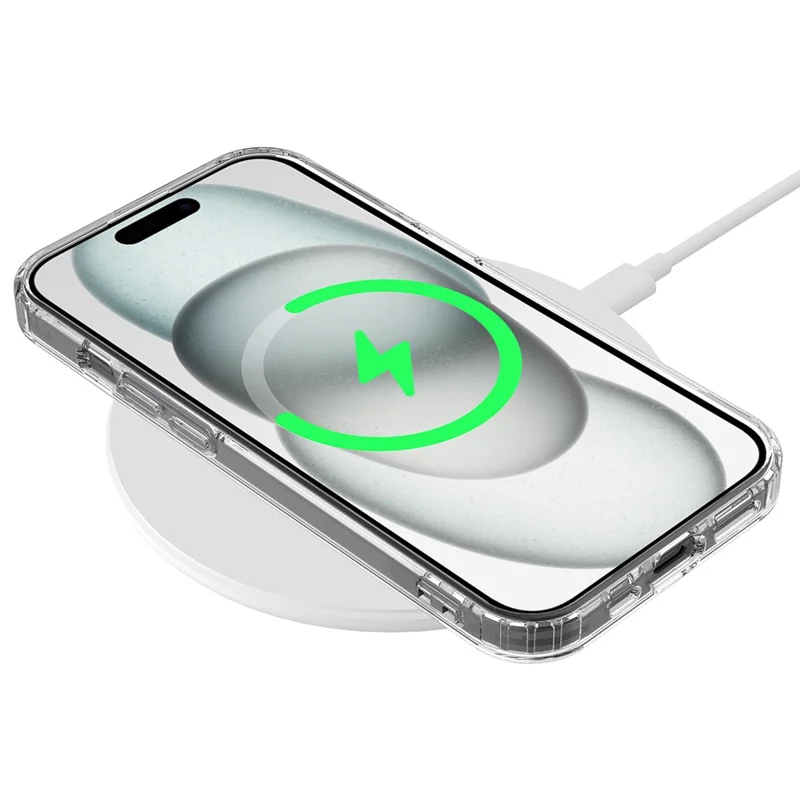 For iPhone 15 Plus Magnetic Ring Design Clear Phone Cover Case Acrylic+TPU Phone Shell Compatible with MagSafe-Cellmalls