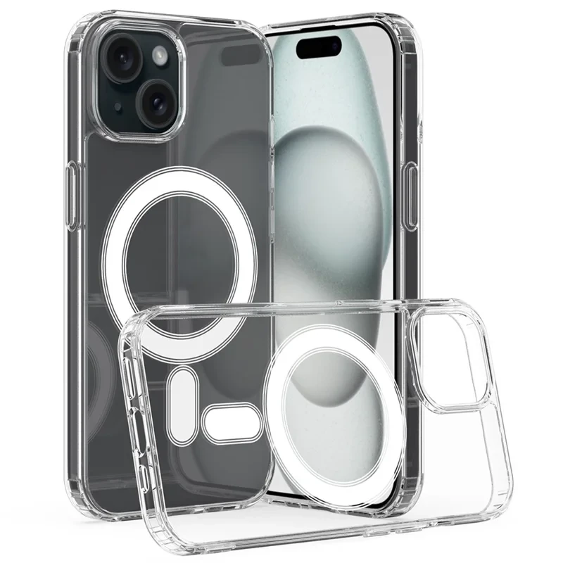 Clear Phone Case for iPhone 15 , Magnetic Ring Acrylic+TPU Phone Shell Cover Compatible with MagSafe-Cellmalls