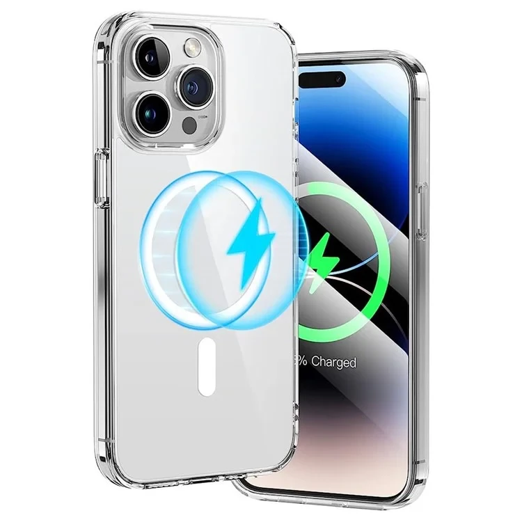 Phone Case Cover for iPhone 15 Pro , Compatible with MagSafe Magnetic Ring HD Clear Acrylic+TPU Phone Shell-Cellmalls