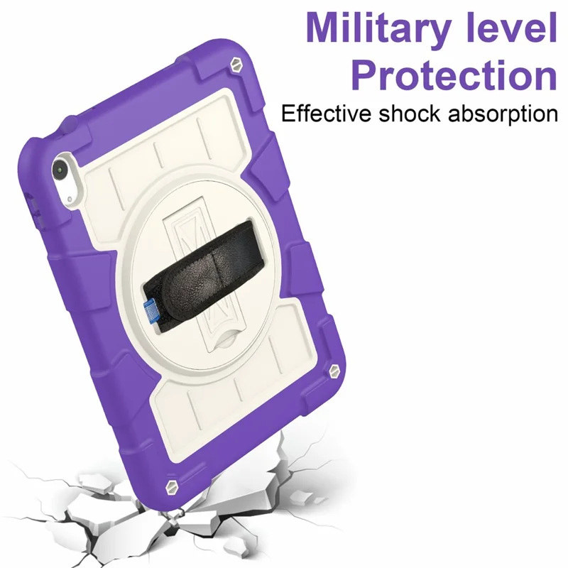 For iPad Air 11 (2025) / (2024) Kickstand Case Rotating Hand Strap PC+TPU Tablet Cover with Shoulder Strap - Purple-Cellmalls