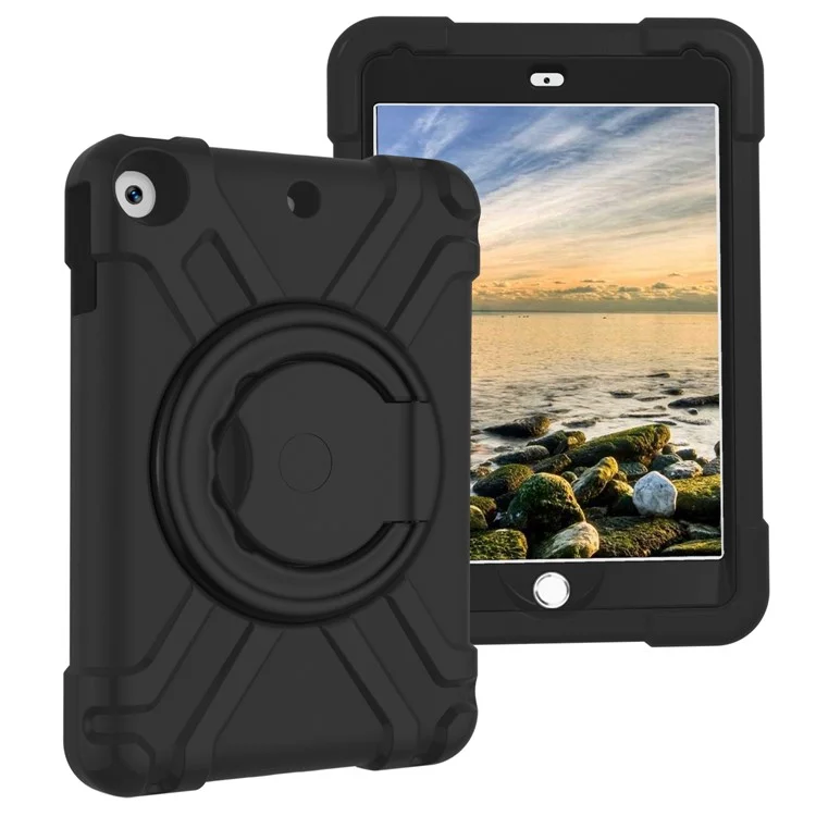 Tablet Case for iPad 10.2 (2021) / (2020) / (2019) Swivel Handle Kickstand PC + Silicone Protection Cover - All Black-Cellmalls