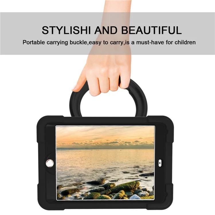 Tablet Case for iPad 10.2 (2021) / (2020) / (2019) Swivel Handle Kickstand PC + Silicone Protection Cover - All Black-Cellmalls