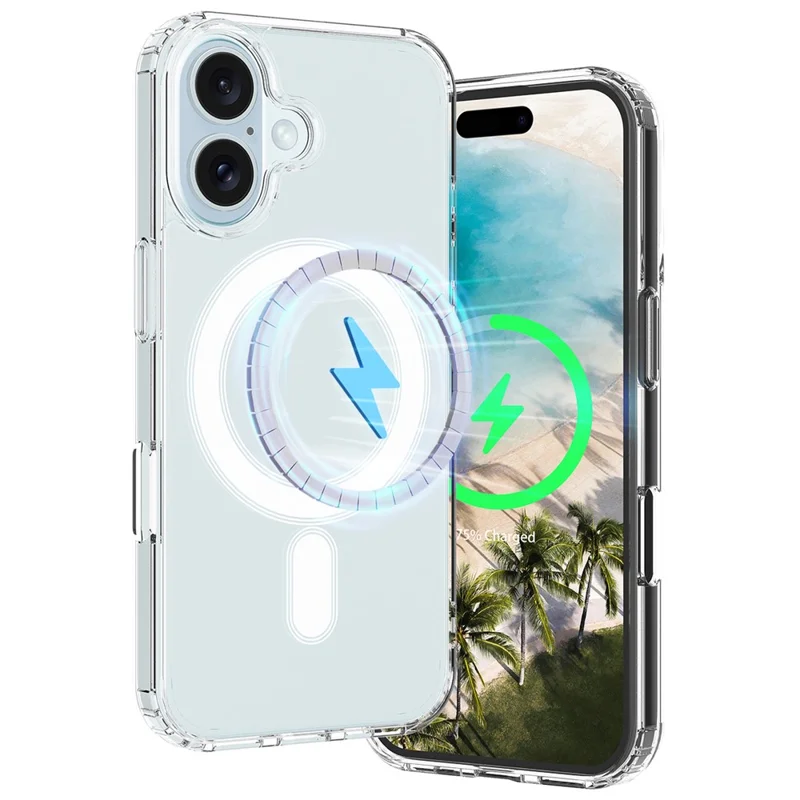 For iPhone 16 Clear Case Compatible with MagSafe TPU+Acrylic Phone Cover-Cellmalls