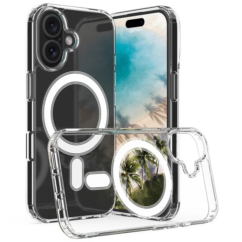 For iPhone 16 Clear Case Compatible with MagSafe TPU+Acrylic Phone Cover-Cellmalls