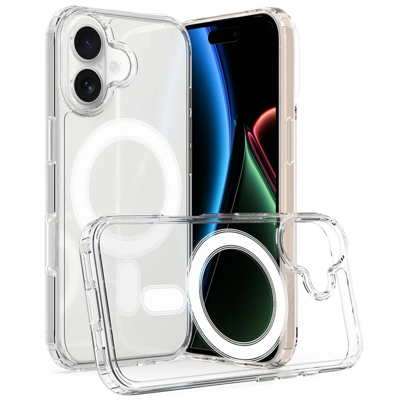 For iPhone 17 Clear Phone Case Compatible with MagSafe TPU+Acrylic Back Cover - Clear-Cellmalls
