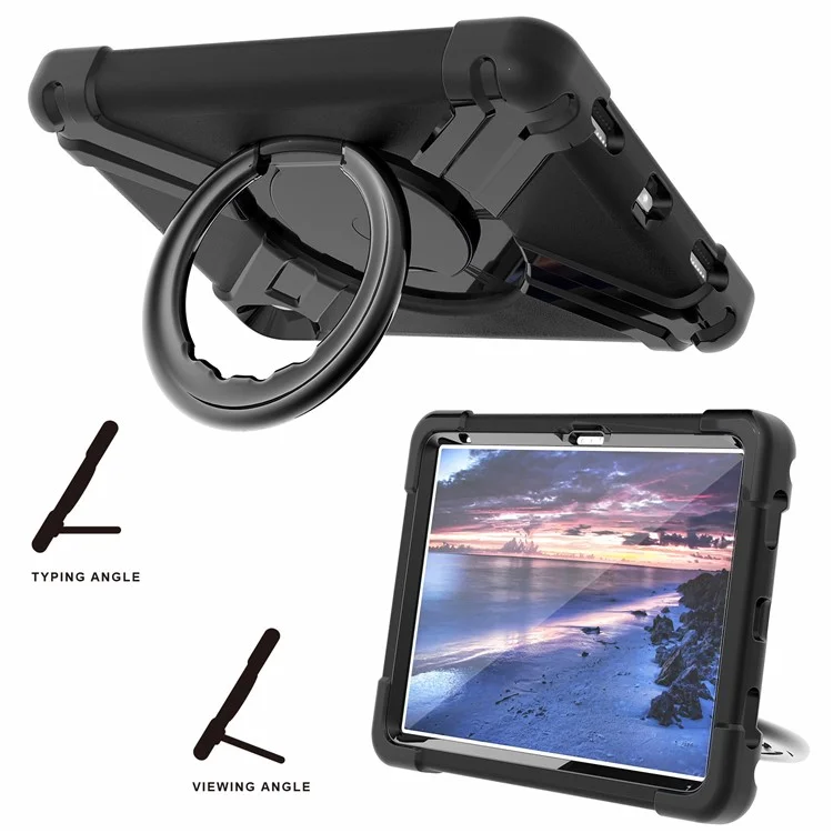 For iPad (2025) / 10.9 (2022) 360-Degree Rotation Kickstand Tablet Cover Military Anti-Drop Protection PC + TPU Case - All Black-Cellmalls