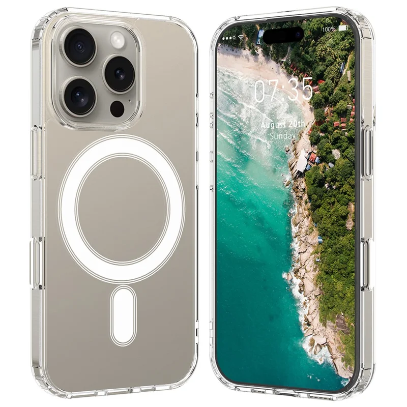 For iPhone 16 Pro Case TPU+Acrylic Clear Phone Cover Compatible with MagSafe-Cellmalls