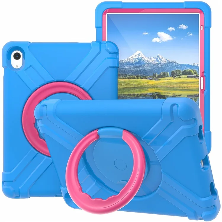 For iPad (2025) / 10.9 (2022) 360-Degree Rotation Kickstand Tablet Cover Military Anti-Drop Protection PC + TPU Case - All Black-Cellmalls