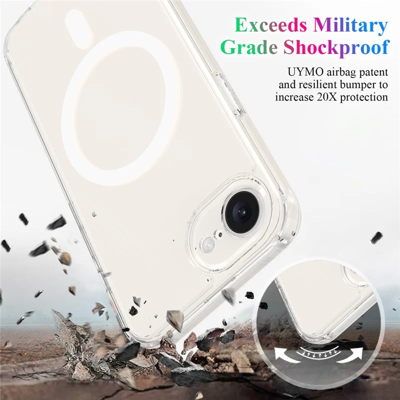 For iPhone 16e Clear Case Compatible with MagSafe TPU + Acrylic Phone Cover-Cellmalls