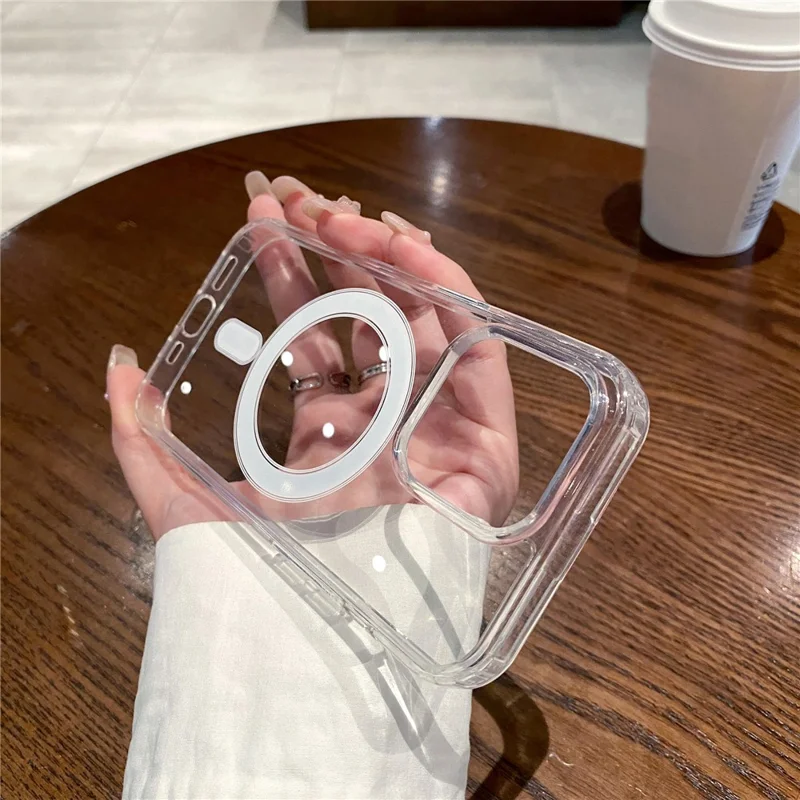 For iPhone 16 Pro Case TPU+Acrylic Clear Phone Cover Compatible with MagSafe-Cellmalls