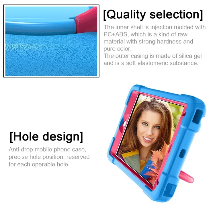 360° Swivel Kickstand PC + Silicone Tablet Shell for iPad mini (2019) 7.9 inch / mini 4 - Blue/Rose-Cellmalls