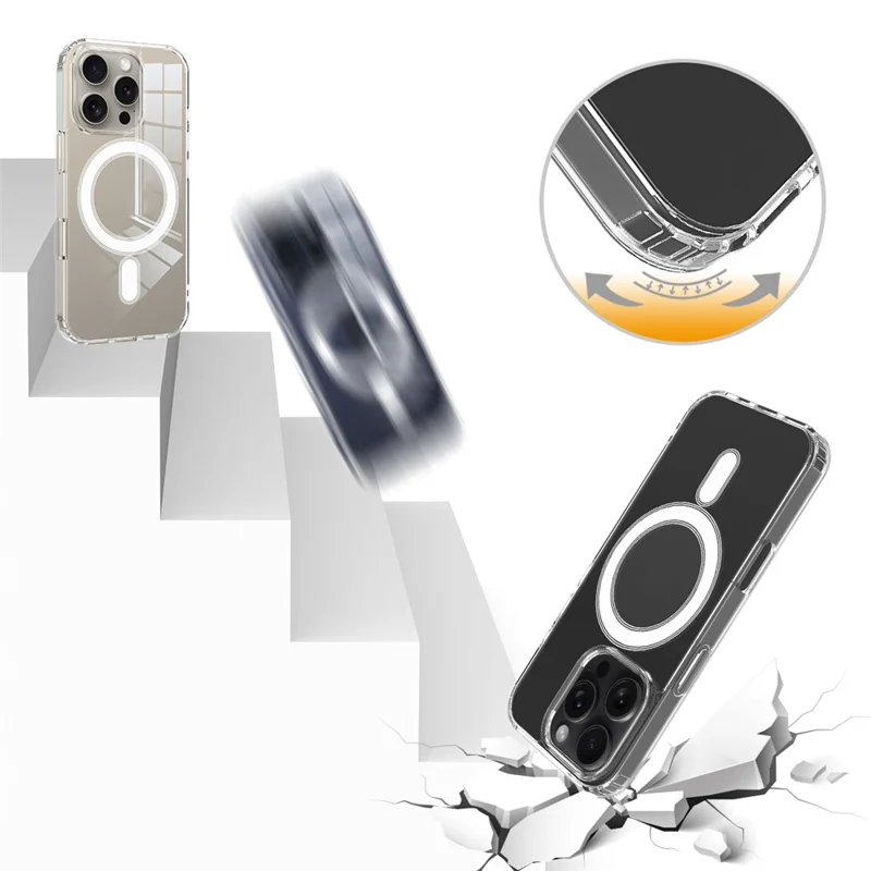 For iPhone 16 Pro Max Case Compatible with MagSafe TPU+Acrylic Clear Back Phone Cover-Cellmalls