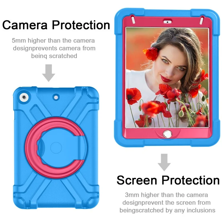 360° Swivel Kickstand PC + Silicone Tablet Shell for iPad mini (2019) 7.9 inch / mini 4 - Blue/Rose-Cellmalls