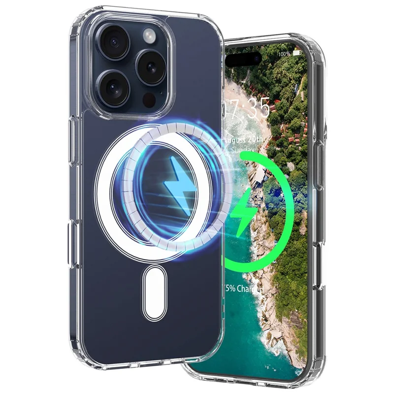 For iPhone 16 Pro Max Case Compatible with MagSafe TPU+Acrylic Clear Back Phone Cover-Cellmalls