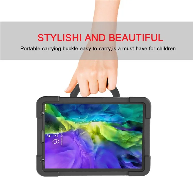 For Apple iPad Air (2020) / Air (2022) / Pro 11-inch (2022) / (2021) / (2020) 360-degree Swivel Kickstand PC + TPU Hybrid Tablet Case - Black-Cellmalls