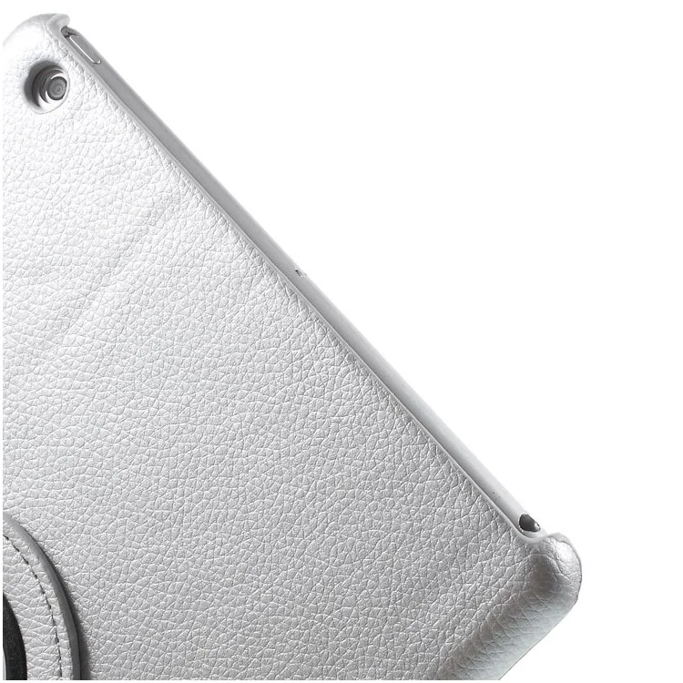 360 Degree Rotating Litchi Leather Smart Case for iPad Air - Silver-Cellmalls