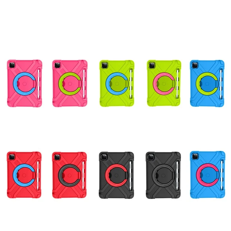 For Apple iPad Air (2020) / Air (2022) / Pro 11-inch (2022) / (2021) / (2020) 360-degree Swivel Kickstand PC + TPU Hybrid Tablet Case - Black-Cellmalls