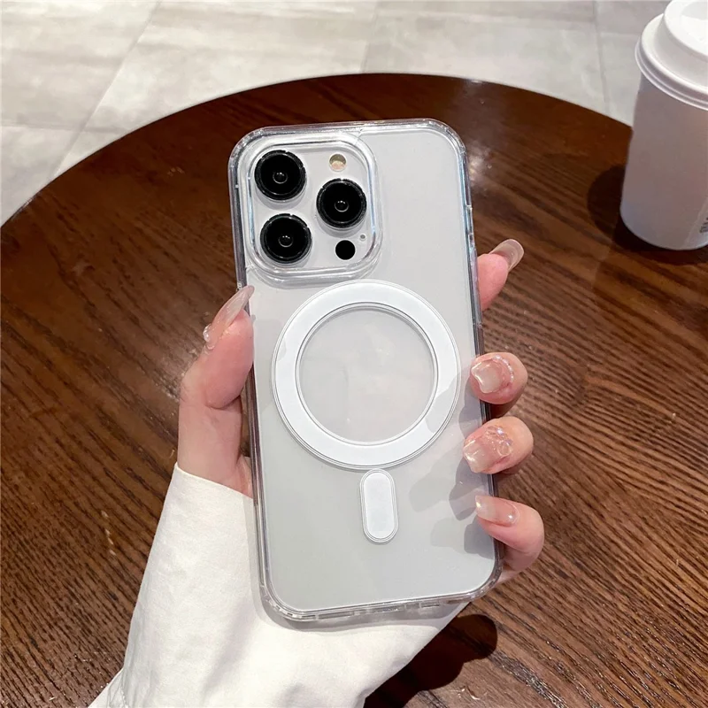 For iPhone 16 Pro Max Case Compatible with MagSafe TPU+Acrylic Clear Back Phone Cover-Cellmalls