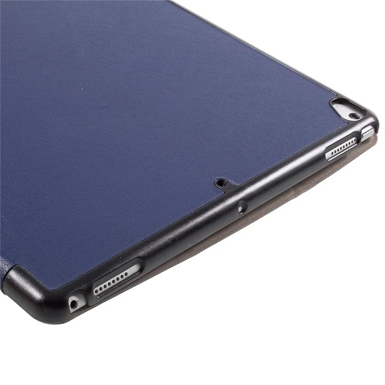 For iPad Pro 12.9 (2017) PU Leather Ultra Thin Tri-fold Stand Auto Sleep/Wake Tablet Cover - Dark Blue-Cellmalls