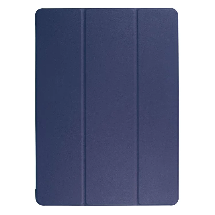 For iPad Pro 12.9 (2017) PU Leather Ultra Thin Tri-fold Stand Auto Sleep/Wake Tablet Cover - Dark Blue-Cellmalls
