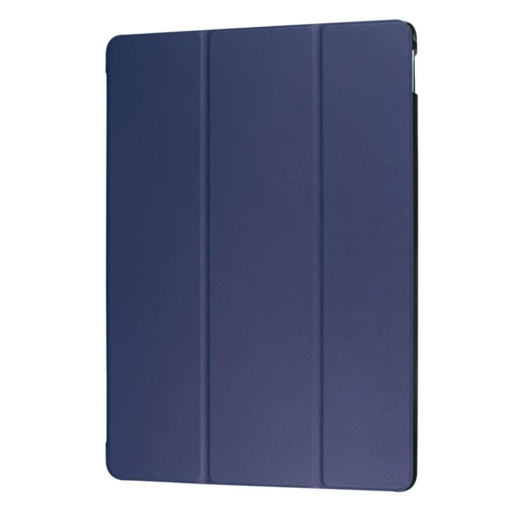 For iPad Pro 12.9 (2017) PU Leather Ultra Thin Tri-fold Stand Auto Sleep/Wake Tablet Cover - Dark Blue-Cellmalls