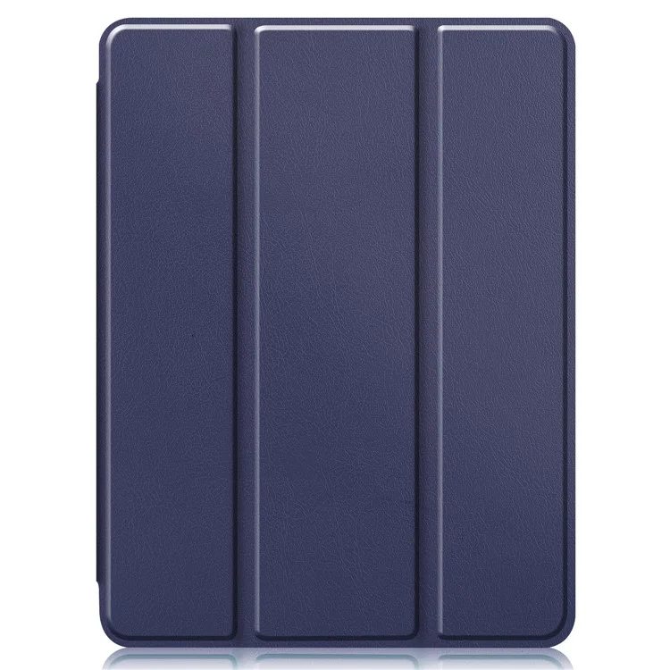 For iPad Pro 12.9 (2022) / (2021) / (2020) / (2018) PU Leather Stable Tri-fold Stand Stand Tablet Mobile Shell [with Pen Slot] - Dark Blue-Cellmalls