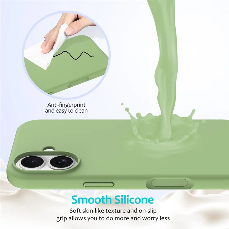 For iPhone 17 Case Drop Proof Liquid Silicone Soft Lining Back Phone Cover - Mint Green-Cellmalls
