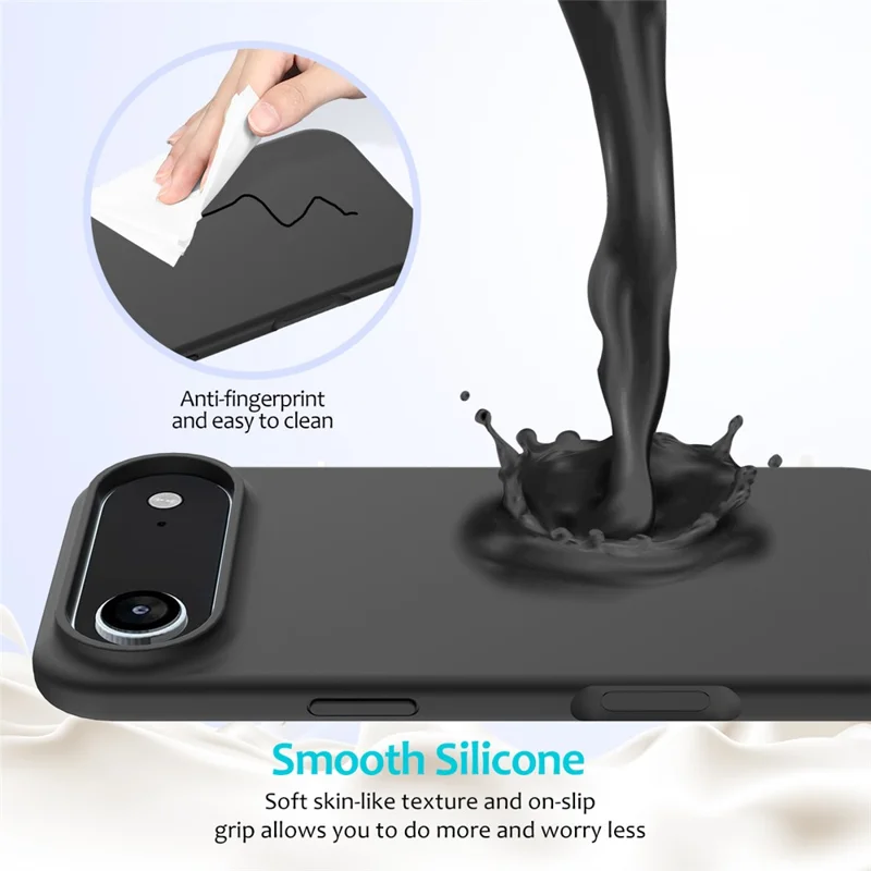 For iPhone 17 Air Case Drop Proof Liquid Silicone Soft Lining Back Phone Cover - Black-Cellmalls