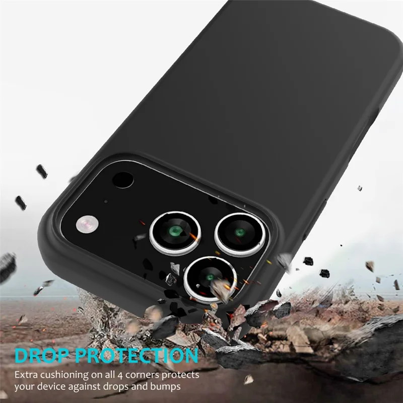 For iPhone 17 Pro Case Drop Proof Liquid Silicone Soft Lining Back Phone Cover - Black-Cellmalls