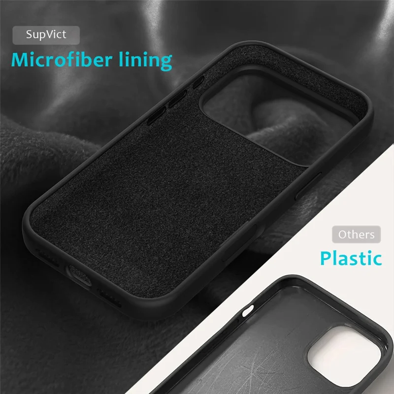 For iPhone 17 Pro Case Drop Proof Liquid Silicone Soft Lining Back Phone Cover - Black-Cellmalls