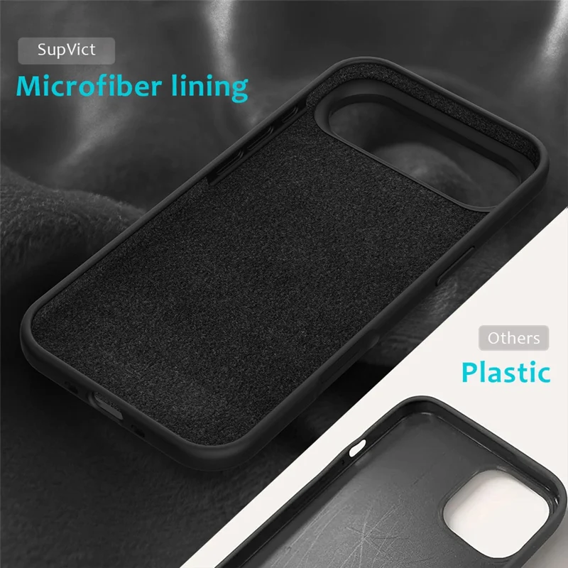For iPhone 17 Air Case Drop Proof Liquid Silicone Soft Lining Back Phone Cover - Black-Cellmalls