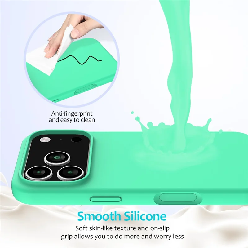 For iPhone 17 Pro Max Case Drop Proof Liquid Silicone Soft Lining Back Phone Cover - Green-Cellmalls